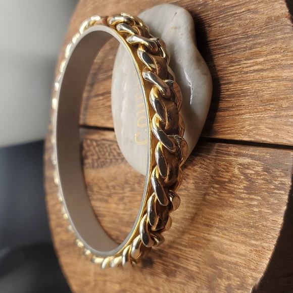 B2635‎ sterling and gold frost native leather braided bracelet bangle high end - Picture 1 of 2